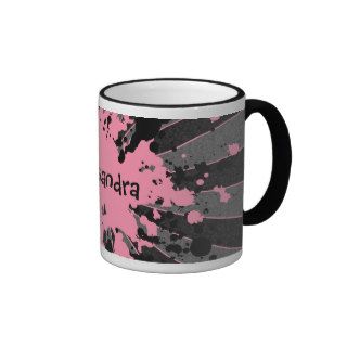 Girly pink paint splatters put your name on it coffee mug