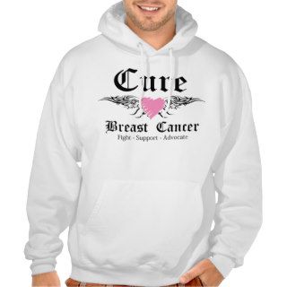 Cure Breast Cancer Tattoo Wings Hooded Pullovers