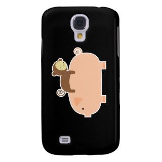 Baby Monkey Riding on a Pig Samsung Galaxy S4 Cases