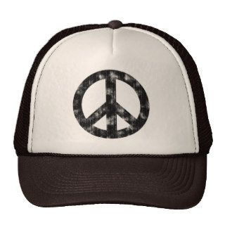 Peace Sign Black Distressed Hat