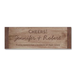 Barn Wood and Birch Country Wedding Drink Tickets Business Card Template
