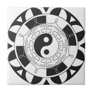 Black And White Yin Yang Pattern Tile