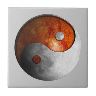 Sun and Moon Yin Yang (Customizable) Ceramic Tiles