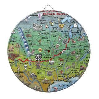 Historic Route 66 Cartoon Map Dart Boards