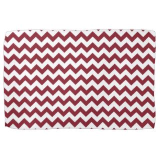 Cinnabar Red And White Zigzag Chevron Pattern Hand Towels