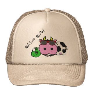 Schnozzle Cow Cash Cow Cartoon w/Money Bag Mesh Hat