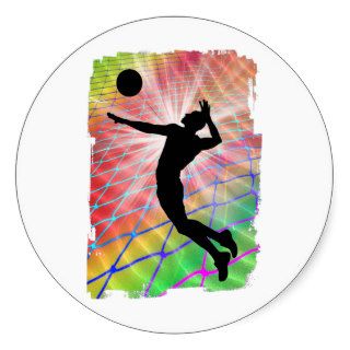 Colorful Blast Beach Volleyball Round Sticker