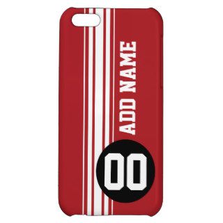 Red Black Racing Stripes Custom Name Number Cover For iPhone 5C