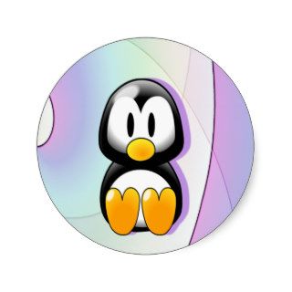Adorable Cartoon Penguin Round Stickers