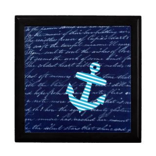 Nautical Striped blue anchor jewelry gift box