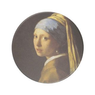 Vermeer Girl with a Pearl Earring Fine Art Beverage Coasters