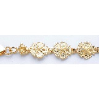 Gold Nautical Braclt Bracelet Sanddollar Link Textured Million Charms Jewelry