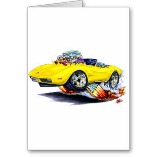 1973 76 Corvette Yellow Convertible Greeting Cards