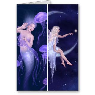 Bioluminescence & Moon Fairy Mermaid Bookmark Card Greeting Card