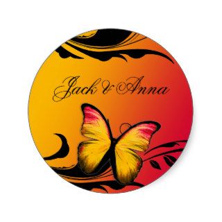 311 Lustrous Butterfly Sunset Round Sticker