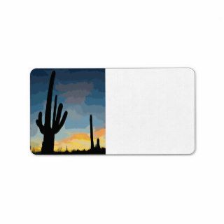 Arizona Saguaro Cactus Southwestern Sunset Labels