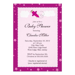 Cute Little Pink Airplane Boy Baby Shower Invite