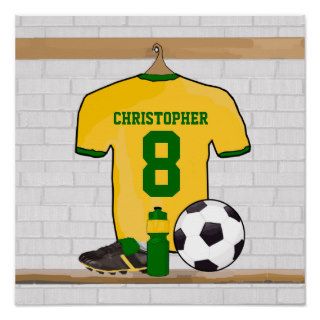 Personalised soccer jersey yellow green poster