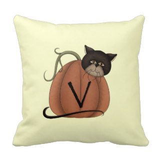 Pumpkin and Cat V.png Throw Pillows