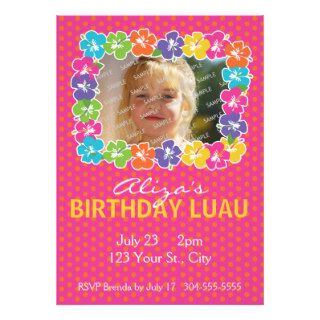 Hawaiian Luau Birthday Party Custom Invitation