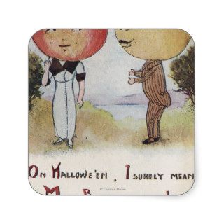 Halloween GreetingApple Heads Square Stickers