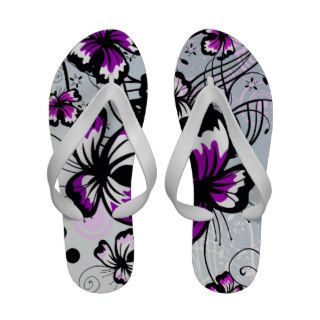 Purple Floral Vector Wedding Flip Flops