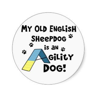 Old English Sheepdog Agility Dog Round Stickers
