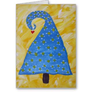 Whimsical Blue Christmas Tree Cards