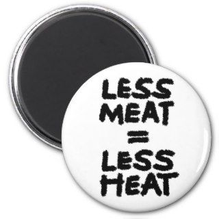 Less meat  less heat refrigerator magnets