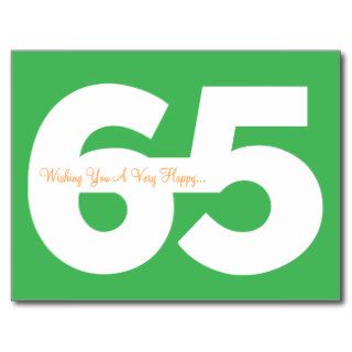 Happy 65th Birthday Milestone Postcards   in Green