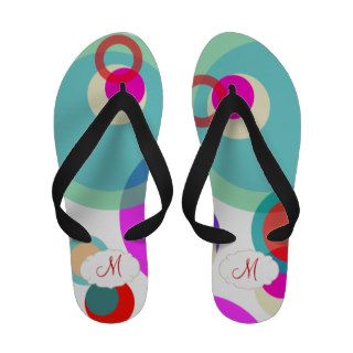 PixDezines colorful mod rings/diy background Flip Flops