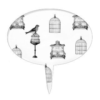 Birds and Bird Cages Vintage Cake Topper