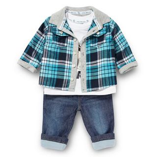 RJR.John Rocha Designer babies blue woven checked shirt set