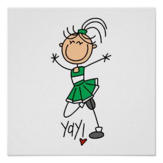 Green Stick Figure Cheerleader t shirts and Gifts Print