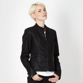 Principles by Ben de Lisi Designer black quilted biker jacket