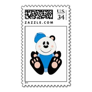 Cutelyn Baby Boy Baseball Panda Bear Postage Stamp