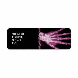 Pink X ray Skeleton Hand Return Address Labels