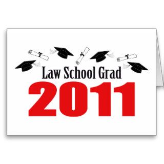 Law School Grad 2011 (Red Caps And Diplomas) Greeting Card