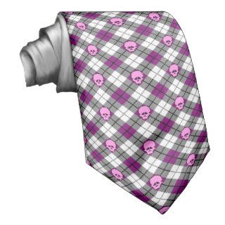 Argyle Purple Pink Skull Necktie