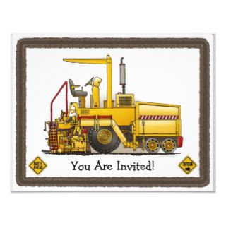 Paving Machine Construction Kids Party Invitation