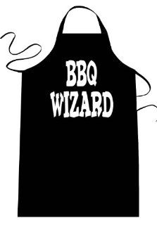 BBQ WIZARD   Funny Apron; Long Length 30" x Full Width 28" Kitchen Aprons for Men, Women, & Teens (Unisex) One Size Fits Most; Cotton Polyester Blend with Adjustable Neck; Great gift idea.