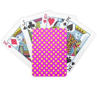 Bright Girly Neon Yellow Polka Dots Pink Fuchsia Bicycle Playing Cards