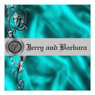 Teal and Silver Wedding Invitation