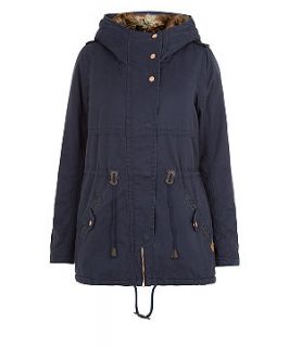 Only Navy Fur Lined Hood Parka