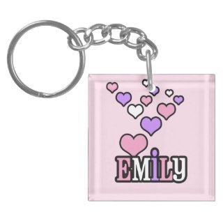 Emily Bubble Hearts Personalized Acrylic Key Chain