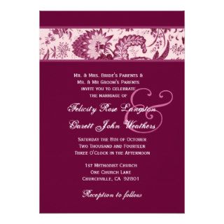 Pink Wine Vintage Flowers  Wedding Monogram 027M Custom Announcement