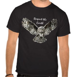 Respect the Earth Watercolor Owl Striking Prey Shirts
