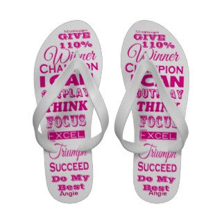 Winner Inspirational Message Pink Text Flip Flops
