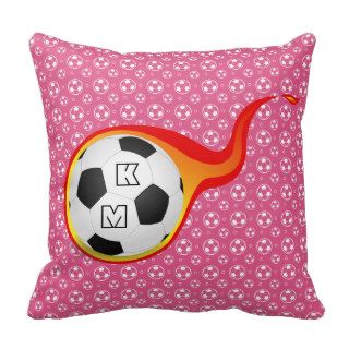 Football Soccer Ball Hot Fire Orange Yellow Pink Throw Pillows