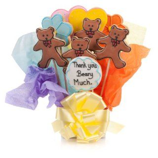 Thank You Beary Much Cookie Bouquet  9 Pc Bouquet  Sugar Cookies  Grocery & Gourmet Food